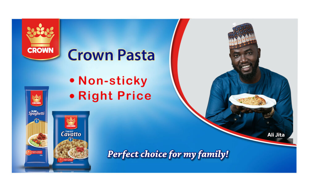 Crown Pasta, one of the most preferred Pasta brands especially in the northern market has signed two popular Kannywood celebrities as brand ambassadors. They are popular musician, Ali Jita and actress, Halima Atete (a.k.a ‘Queen of Kannywood’)